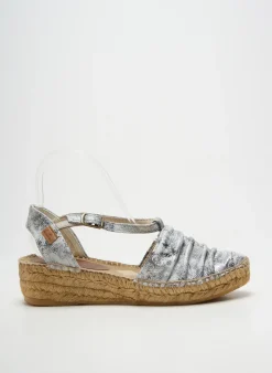 Espadrilles Montane Argent Talon De 4 À 6cm