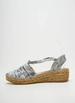 Espadrilles Montane Argent Talon De 4 À 6cm