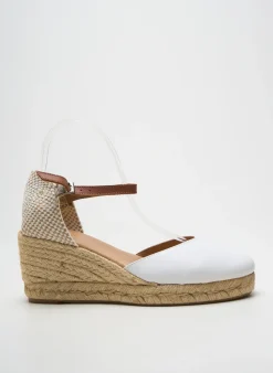 Espadrilles Pinaz Blanc Talon De 7 À 9cm