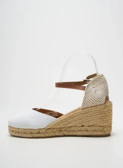 Espadrilles Pinaz Blanc Talon De 7 À 9cm