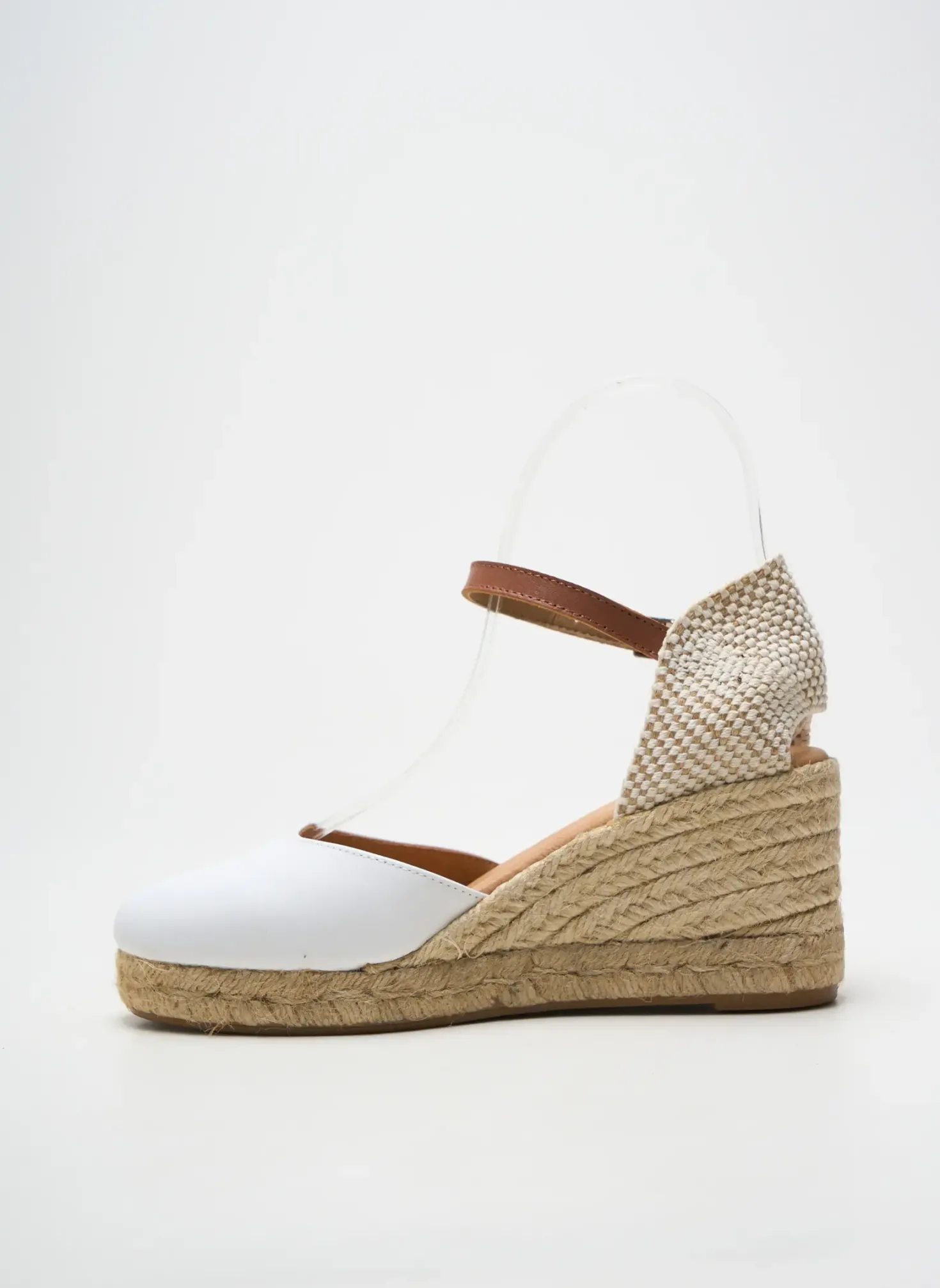 Espadrilles Pinaz Blanc Talon De 7 À 9cm