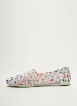 Espadrilles Skechers Blanc Talon Plat Jusqu'à 3cm