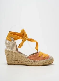 Espadrilles Suyute Orange Talon De 7 À 9cm