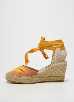 Espadrilles Suyute Orange Talon De 7 À 9cm