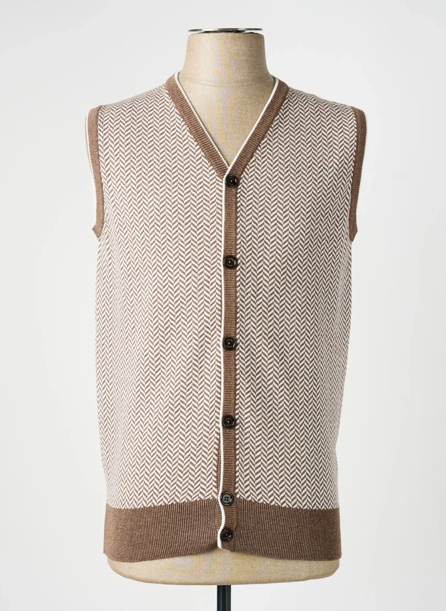Gilet Manches Courtes Eleventy Marron
