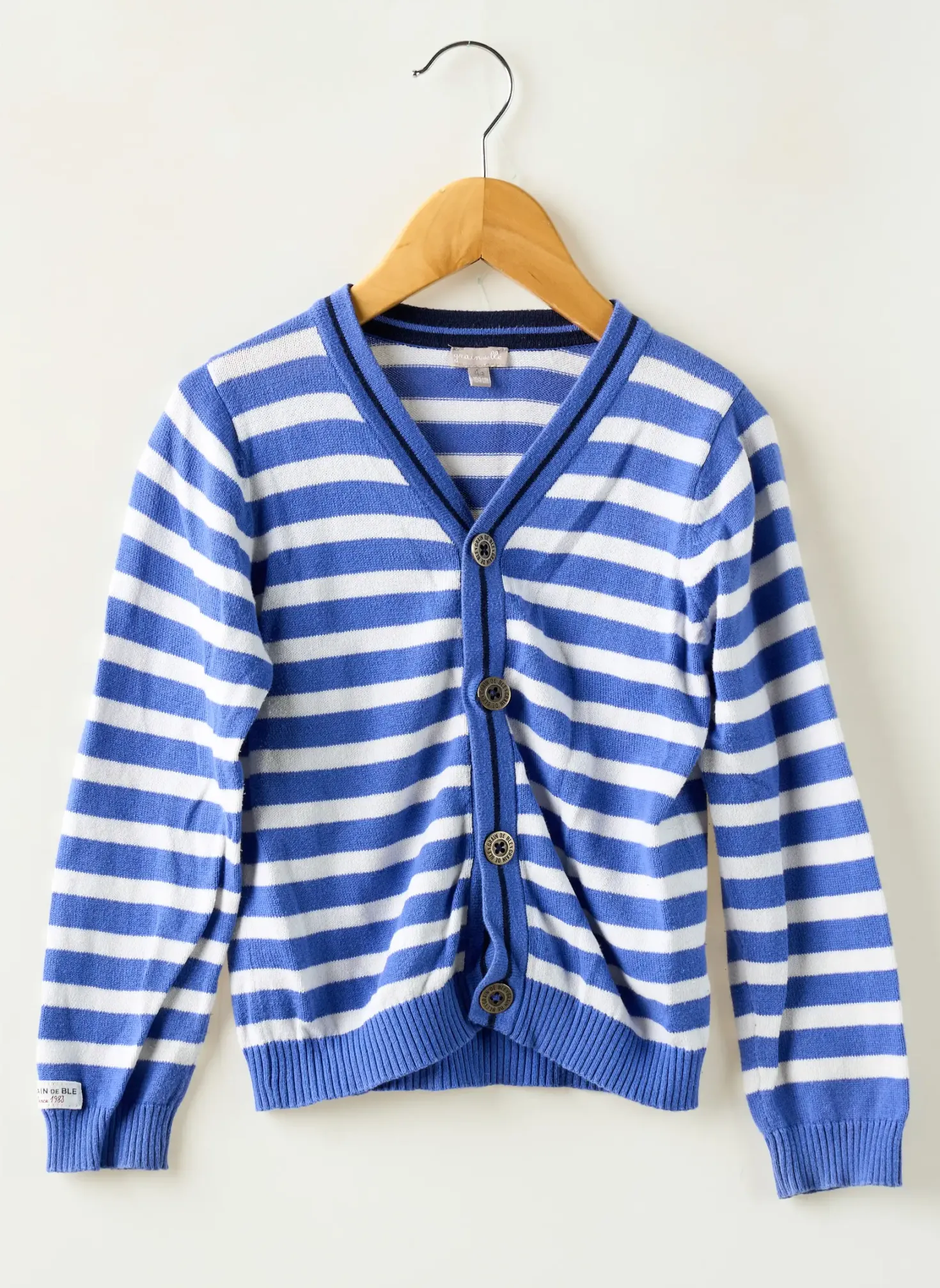 Gilet Manches Longues Grain De Blé Bleu