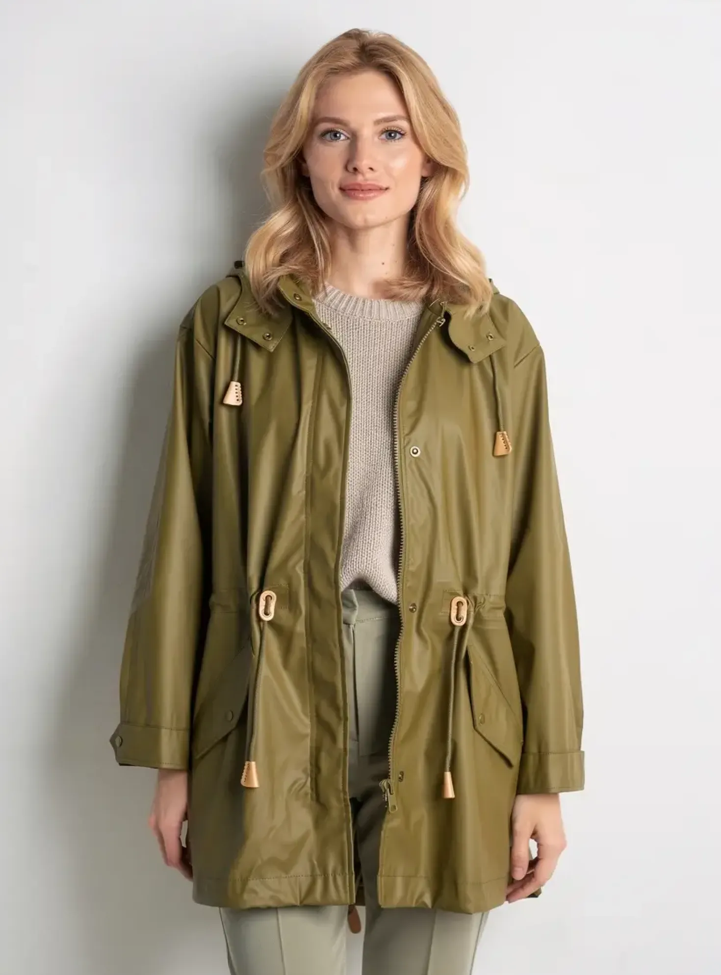 Imperméable Soyaconcept Vert A Capuche