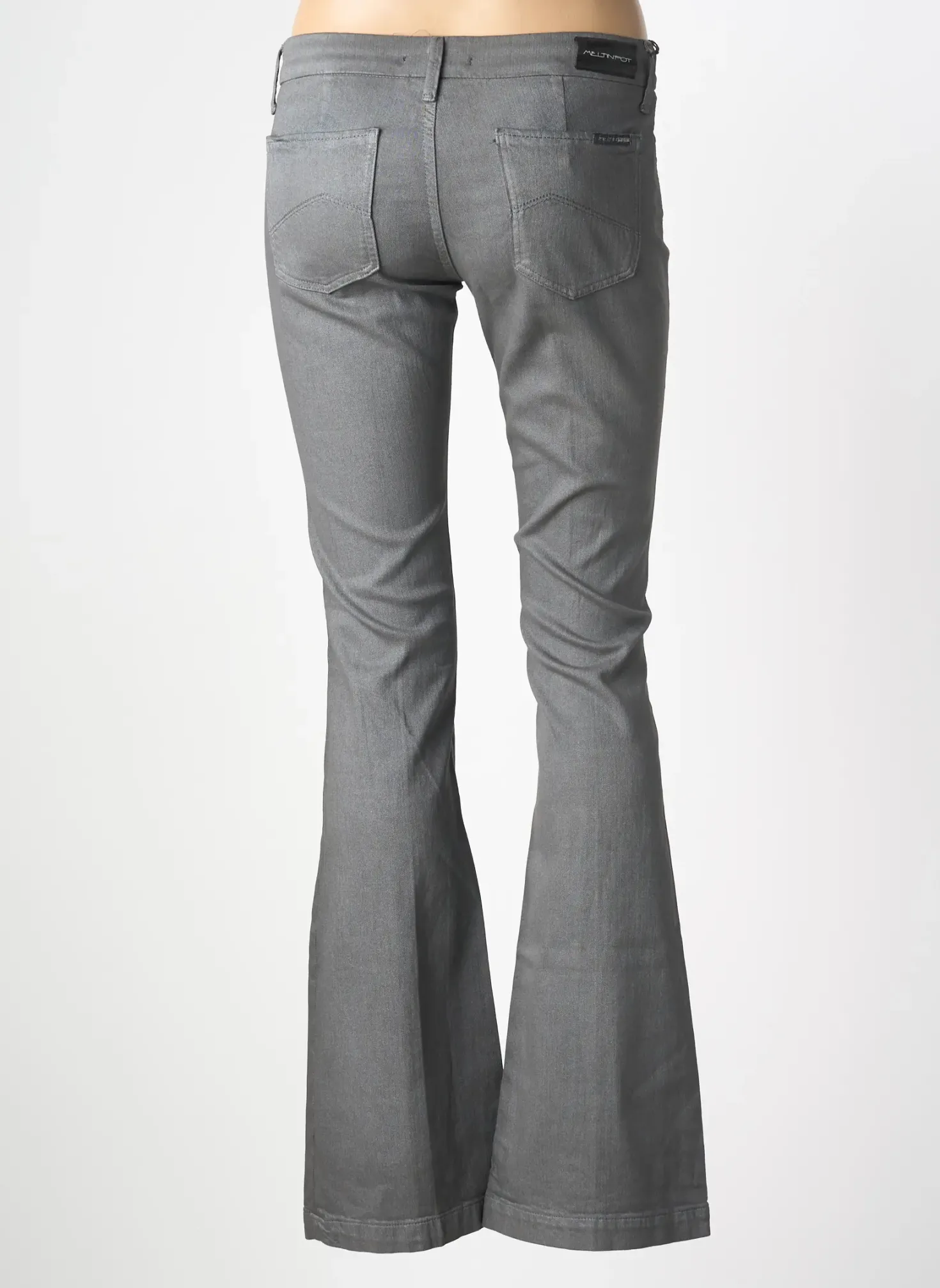 Jean Coupe Flare Meltin'pot Gris Taille Basse