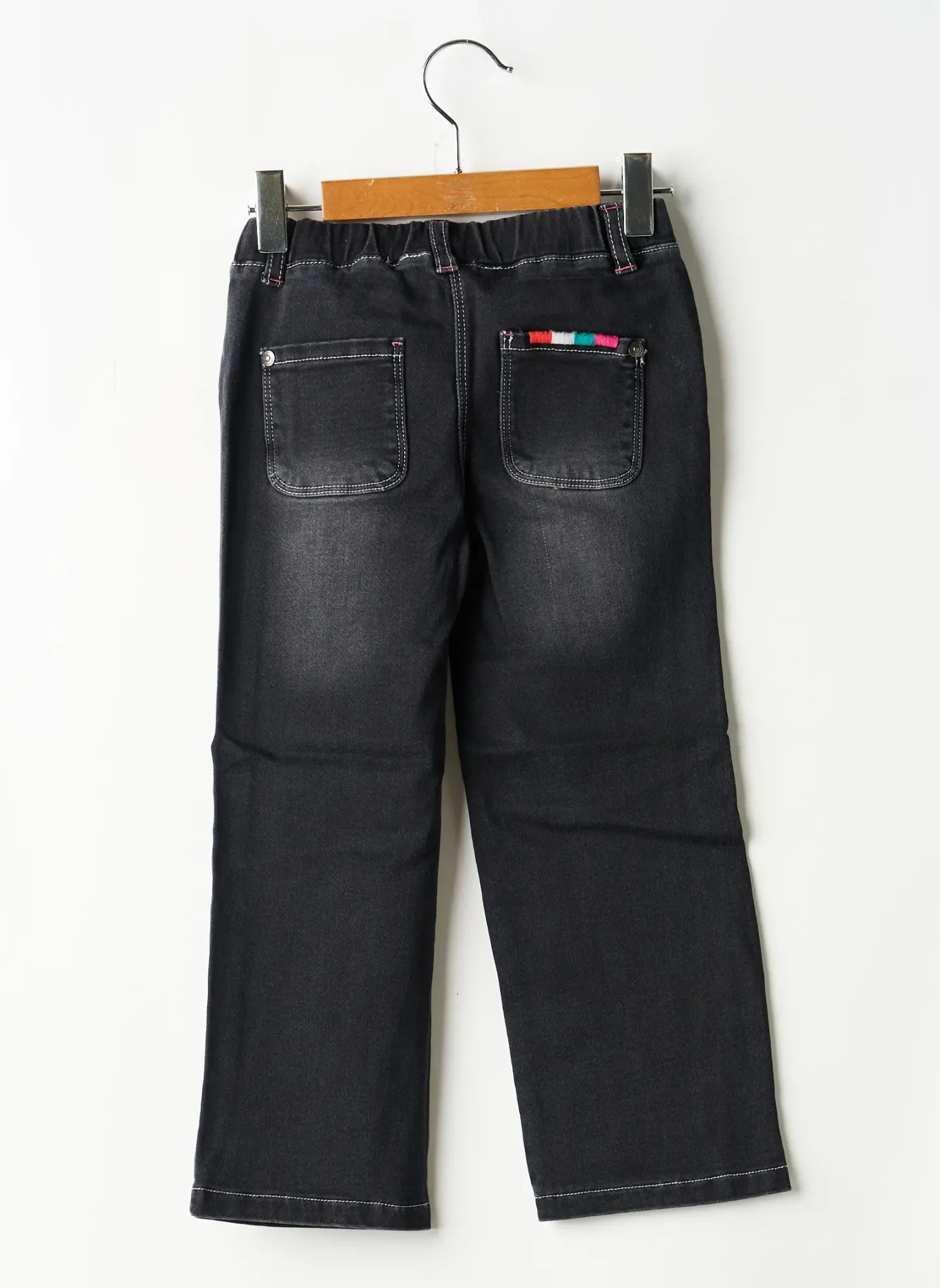Jeans Coupe Droite Boboli Noir Taille Élastique