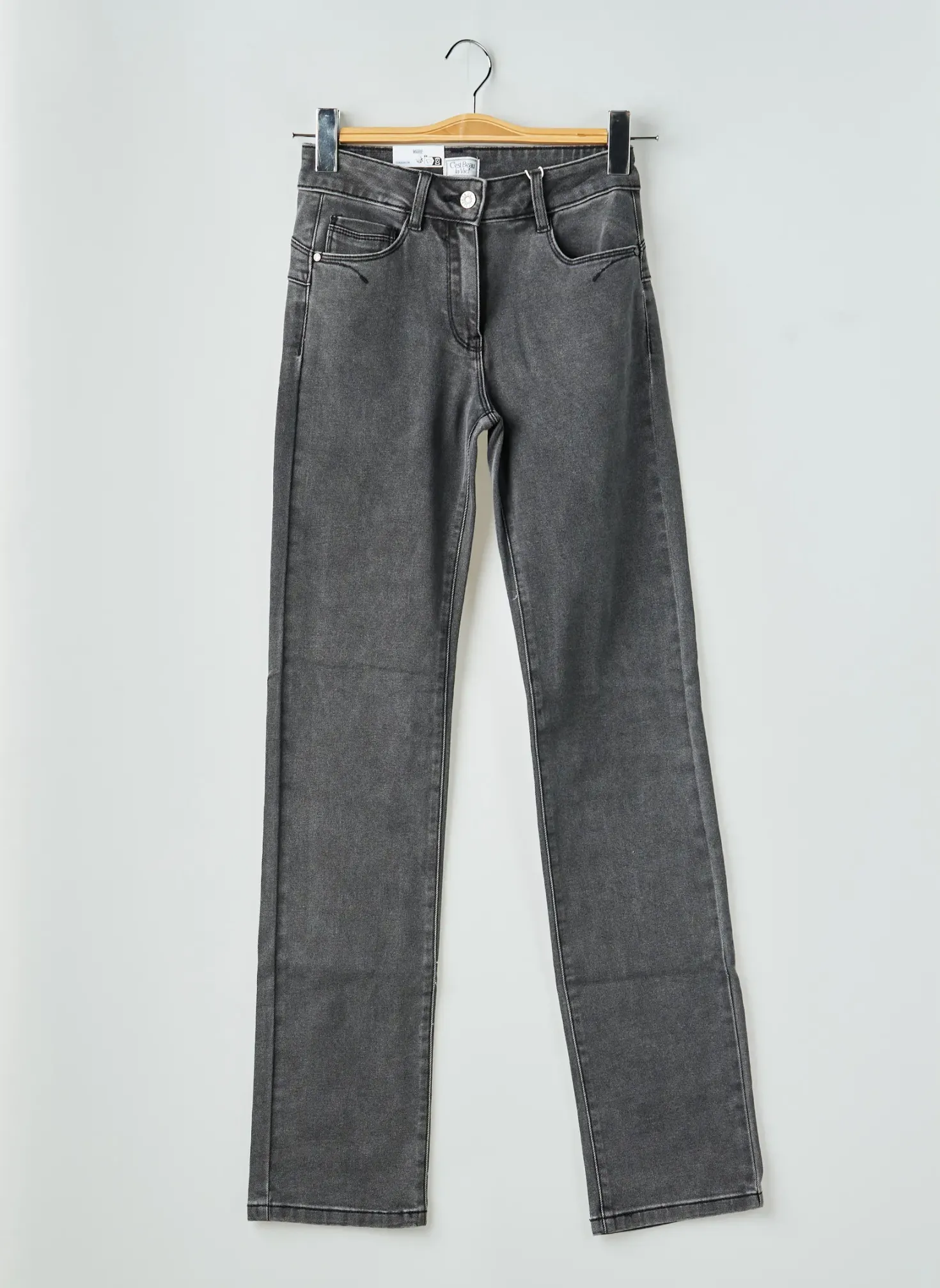Jeans Coupe Droite C'est Beau La Vie Gris Taille Normale