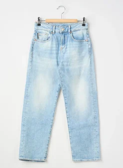 Jeans Coupe Droite Le Temps Des Cerises Bleu Taille Ajustable