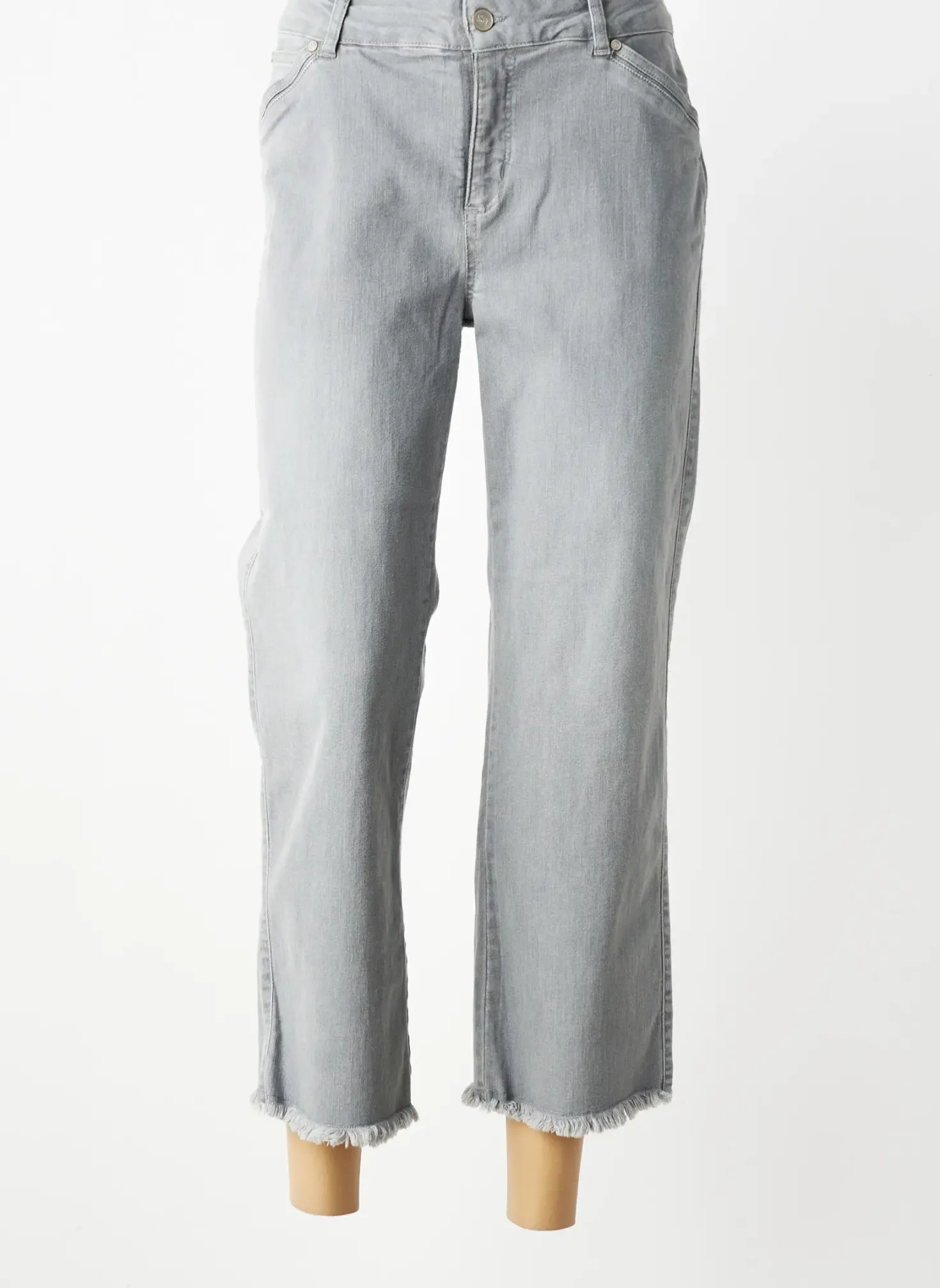 Jeans Coupe Droite Signe Nature Gris Taille Normale