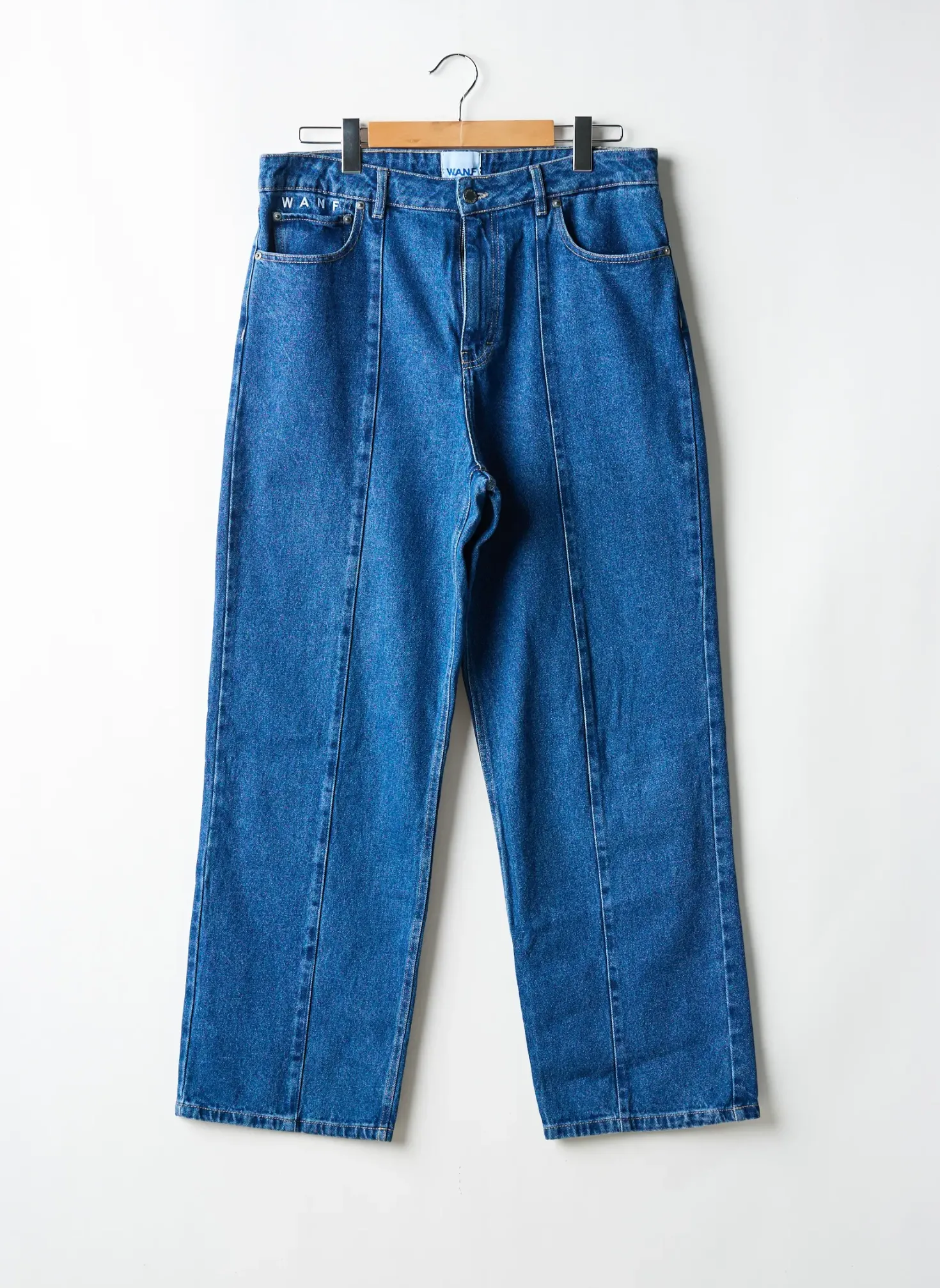 Jeans Coupe Droite Wanf Bleu Taille Normale