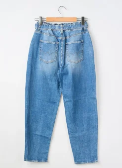 Jeans Coupe Large Le Temps Des Cerises Bleu Taille Élastique
