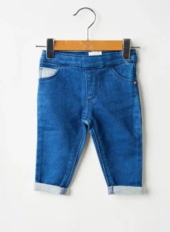 Jeans Coupe Slim Carrement Beau Bleu Taille À Pinces