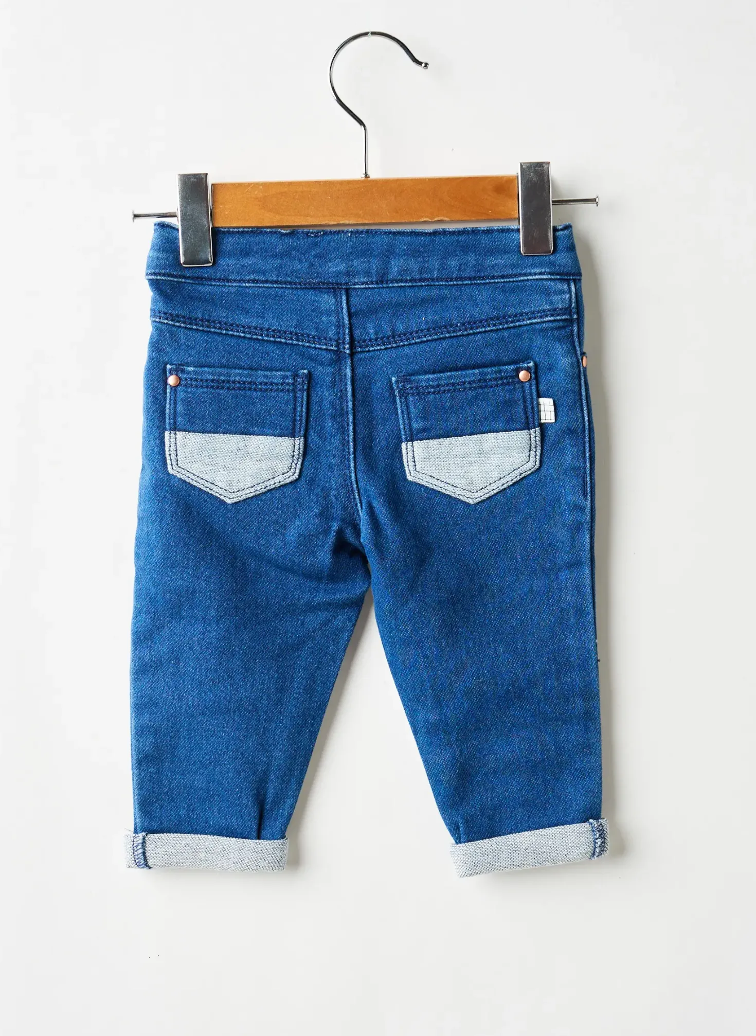 Jeans Coupe Slim Carrement Beau Bleu Taille À Pinces
