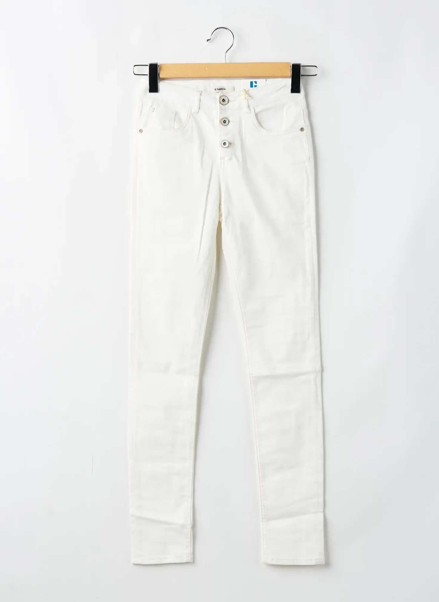 Jeans Coupe Slim Garcia Beige Taille Ajustable