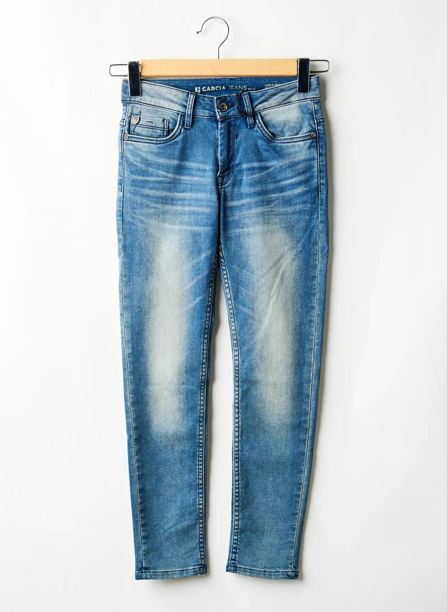 Jeans Coupe Slim Garcia Bleu Taille Ajustable