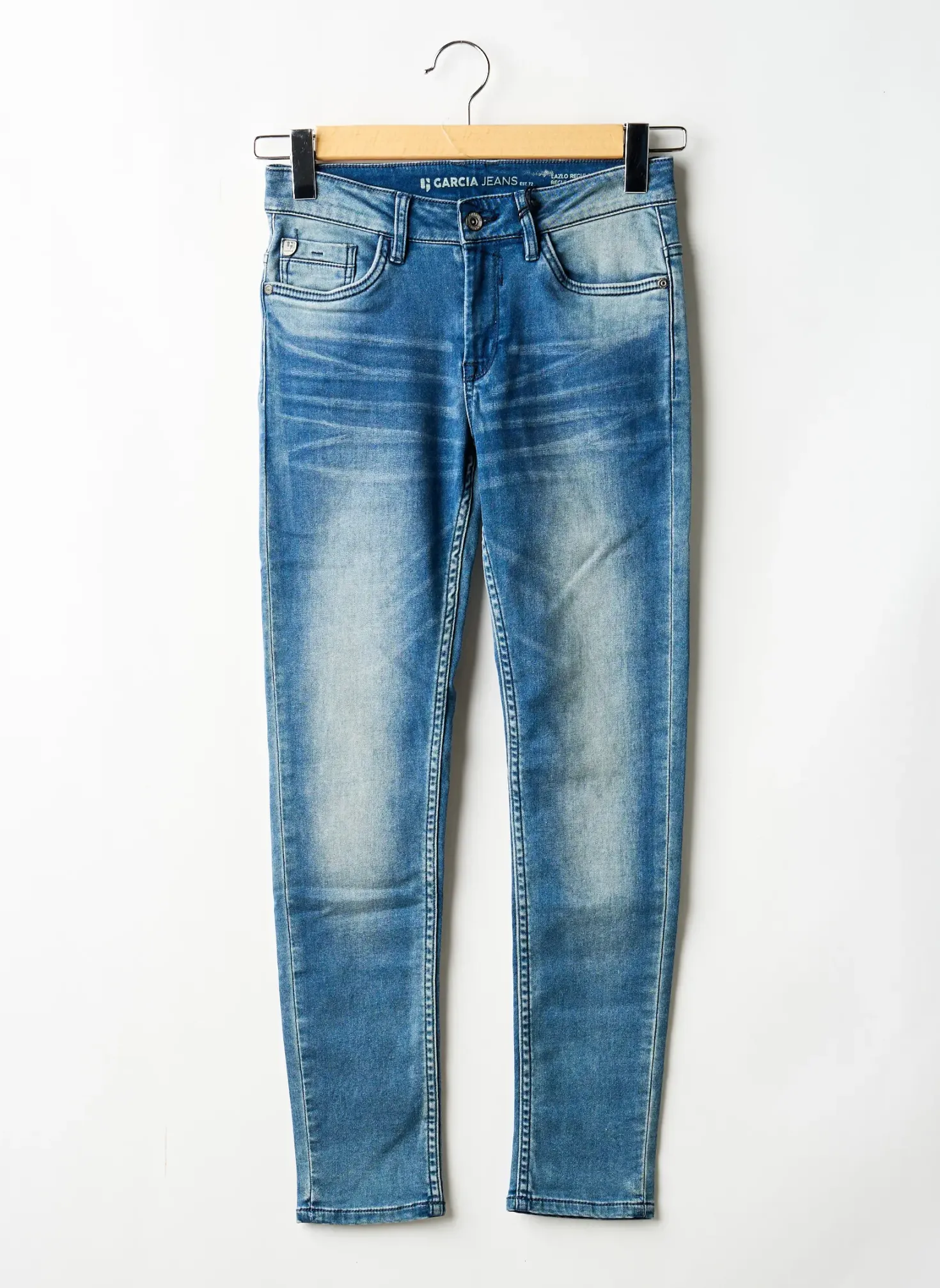 Jeans Coupe Slim Garcia Bleu Taille Ajustable