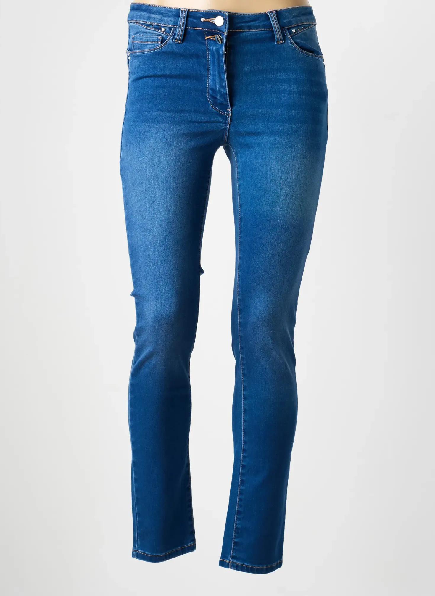 Jeans Coupe Slim Julie Guerlande Bleu Taille Normale
