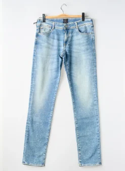 Jeans Coupe Slim Le Temps Des Cerises Bleu Clair Taille Ajustable