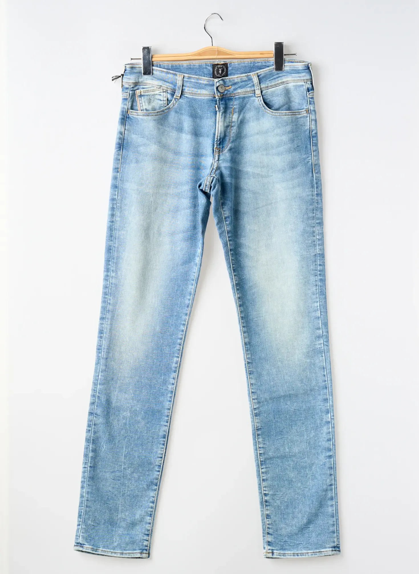 Jeans Coupe Slim Le Temps Des Cerises Bleu Clair Taille Ajustable