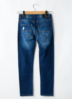 Jeans Coupe Slim Nukutavake Bleu Taille Ajustable