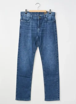 Jeans Coupe Slim Nukutavake Bleu Fonce Taille Ajustable