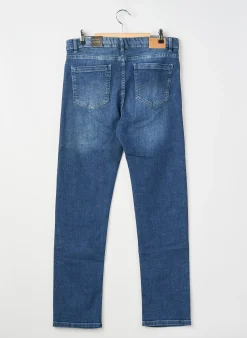 Jeans Coupe Slim Nukutavake Bleu Fonce Taille Ajustable