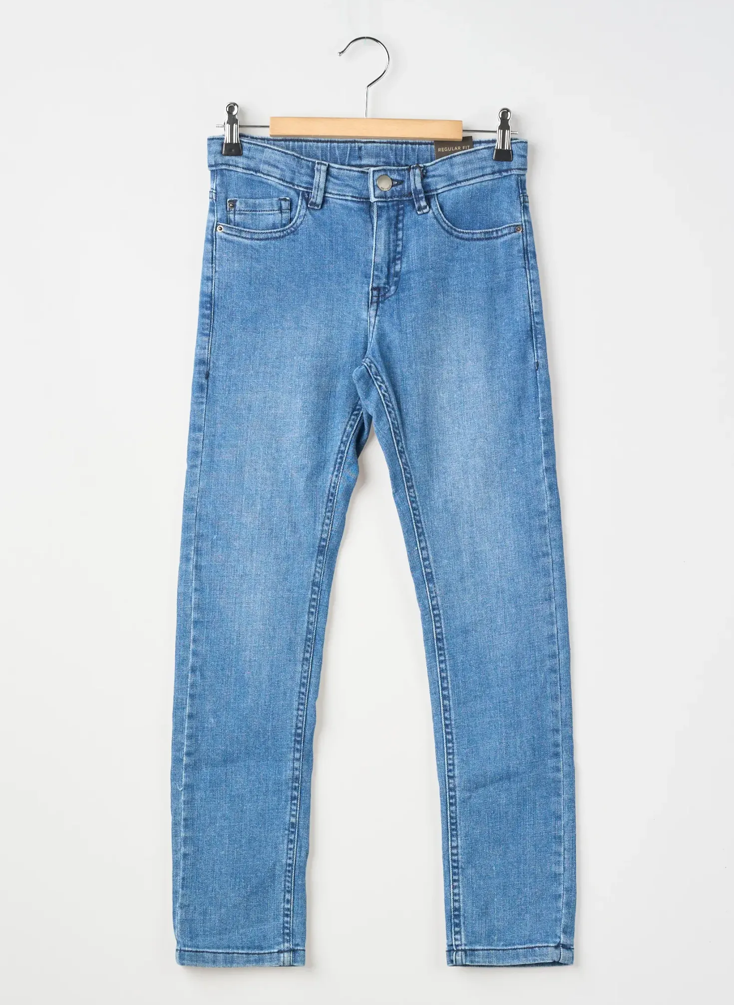 Jeans Coupe Slim Nukutavake Bleu Clair Taille Ajustable