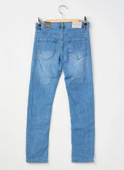 Jeans Coupe Slim Nukutavake Bleu Clair Taille Ajustable