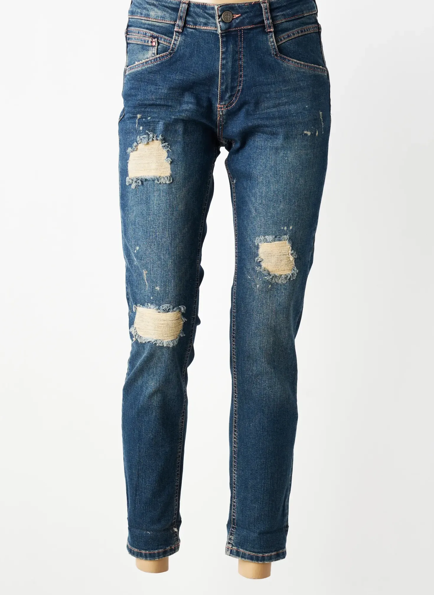 Jeans Coupe Slim Para Mi Bleu Taille Normale