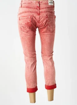 Jeans Coupe Slim Please Rouge Taille Basse