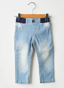 Jeans Coupe Slim 3 Pommes Bleu Taille Élastique