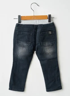 Jeans Coupe Slim 3 Pommes Noir Taille Élastique