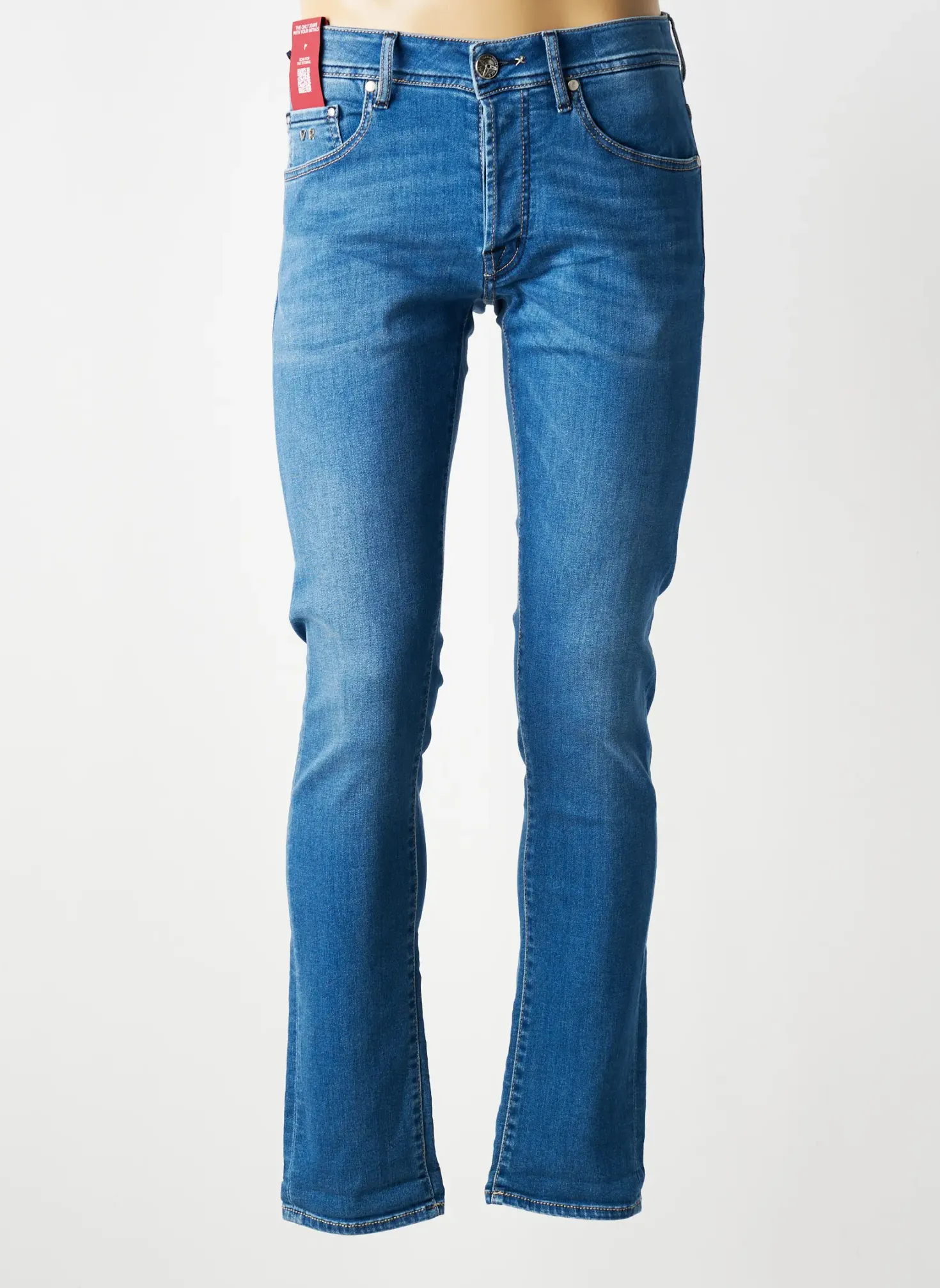 Jeans Coupe Slim Tramarossa Bleu Taille Normale