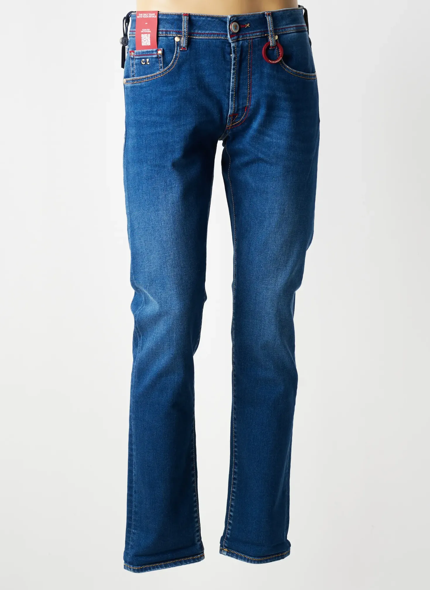Jeans Coupe Slim Tramarossa Bleu Taille Normale