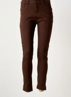 Jeans Skinny Fionina Marron Taille Haute