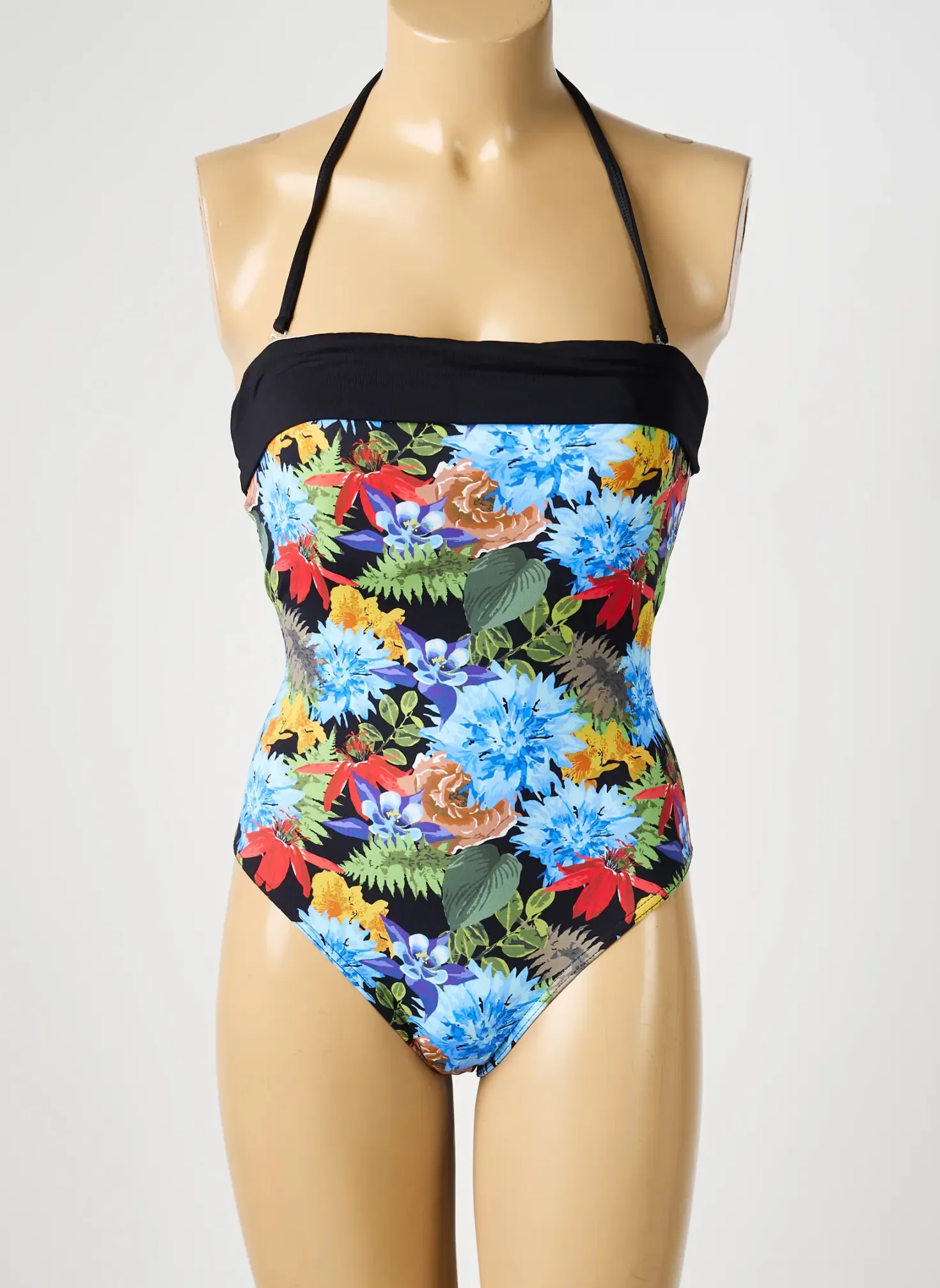Maillot De Bain 1 Pièce Reglisse Noir Haut Soutien-gorge Avec Mousse De Rembourrage Amovible