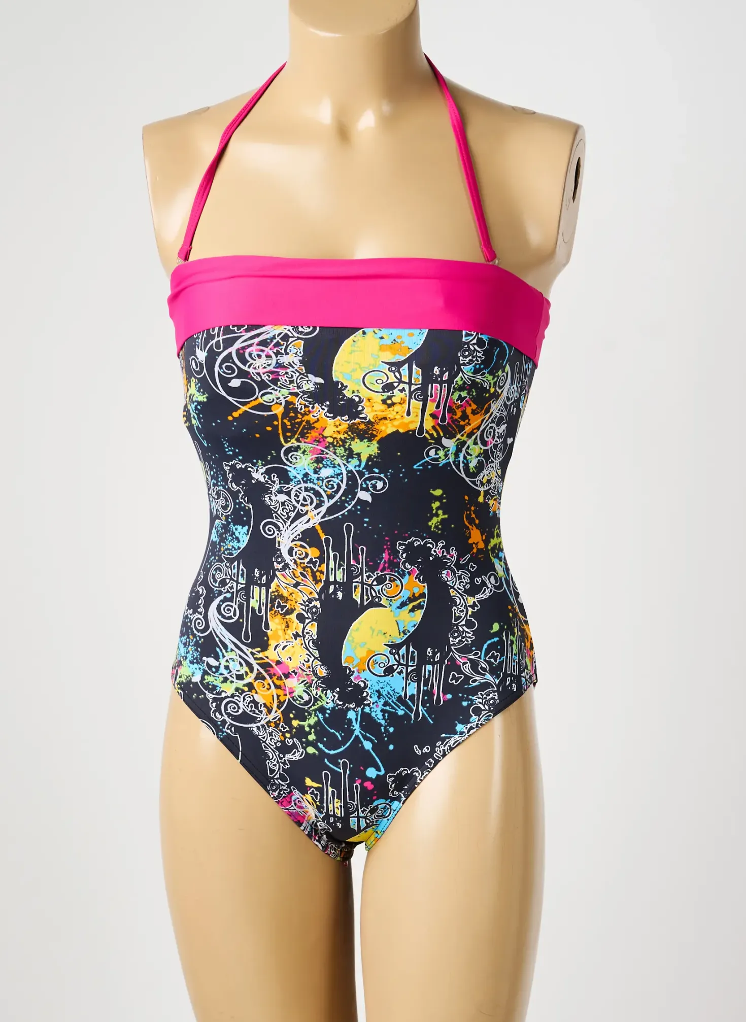 Maillot De Bain 1 Pièce Reglisse Gris Haut Soutien-gorge Avec Mousse De Rembourrage Amovible