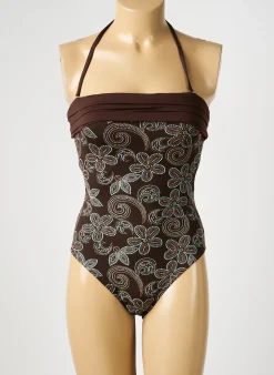 Maillot De Bain 1 Pièce Reglisse Marron Haut Soutien-gorge Avec Mousse De Rembourrage Amovible