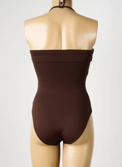 Maillot De Bain 1 Pièce Reglisse Marron Haut Soutien-gorge Avec Mousse De Rembourrage Amovible