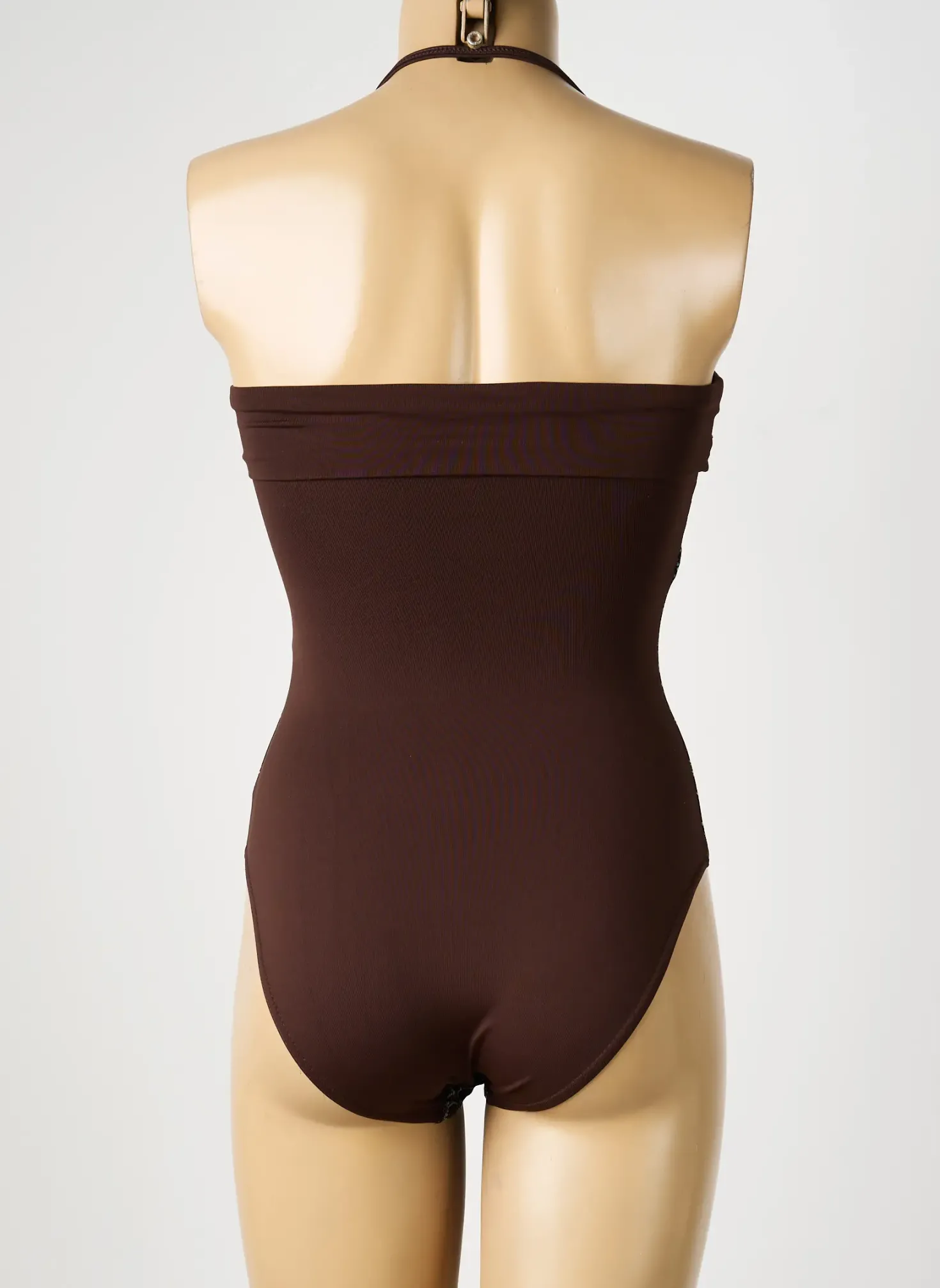 Maillot De Bain 1 Pièce Reglisse Marron Haut Soutien-gorge Avec Mousse De Rembourrage Amovible