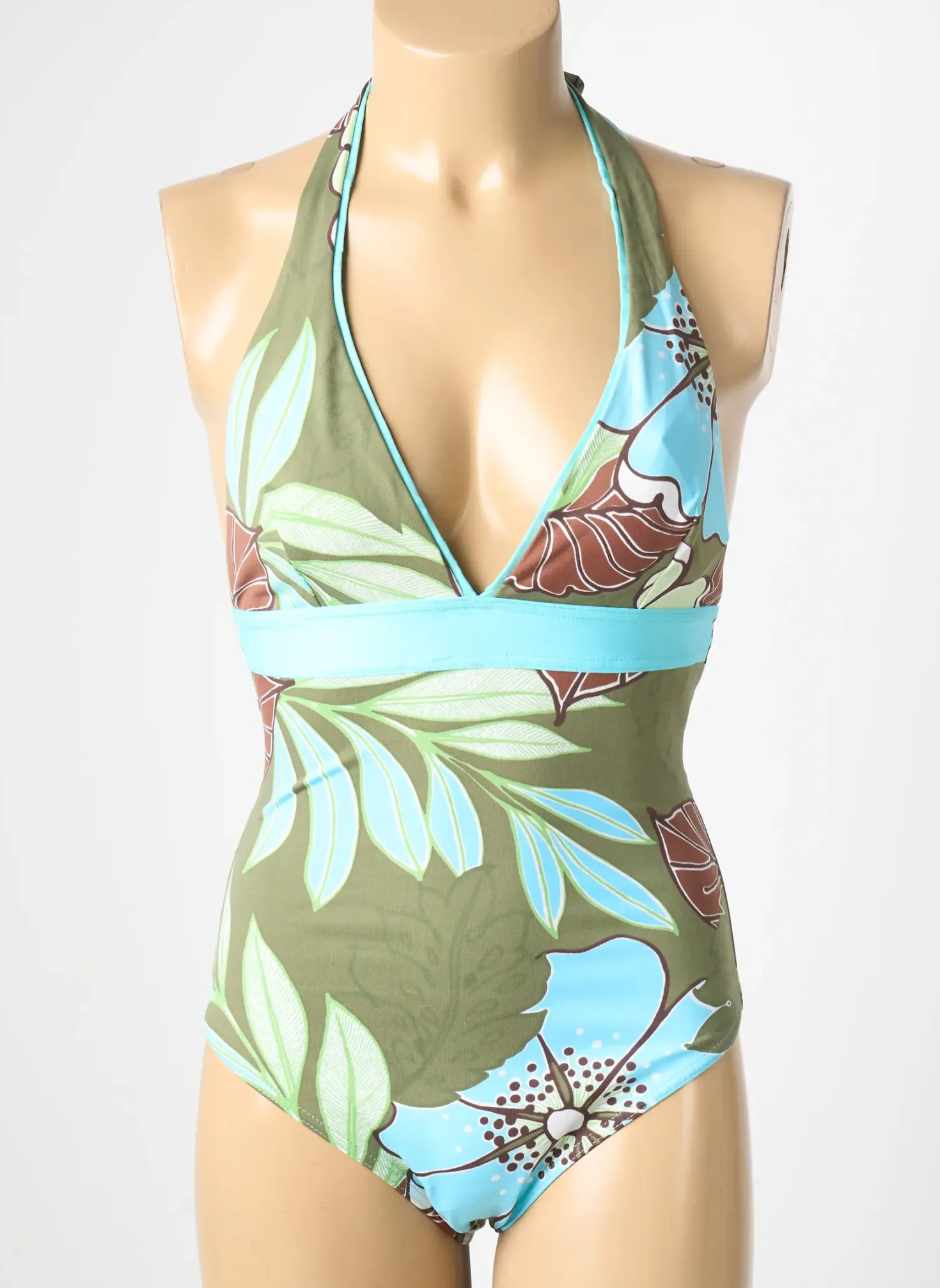 Maillot De Bain 1 Pièce Reglisse Vert Haut Soutien-gorge Balconnet