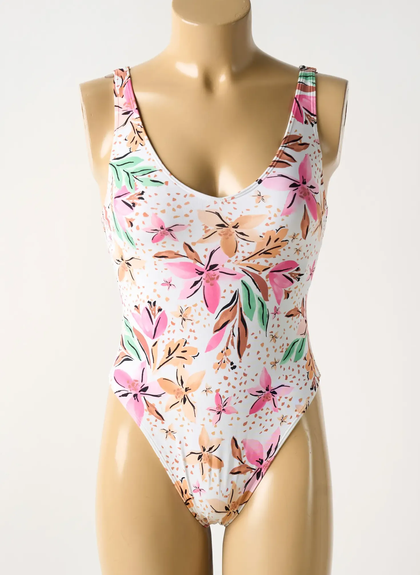 Maillot De Bain 1 Pièce Roxy Blanc Haut Soutien-gorge Moulé