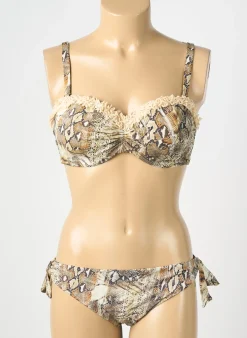 Maillot De Bain 2 Pièces Genius Marron Haut Soutien-gorge Moulé