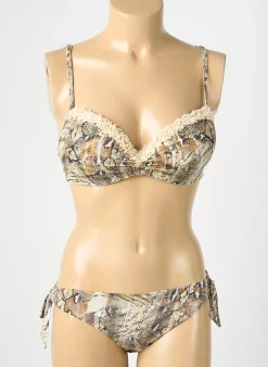 Maillot De Bain 2 Pièces Genius Marron Haut Soutien-gorge Push-up