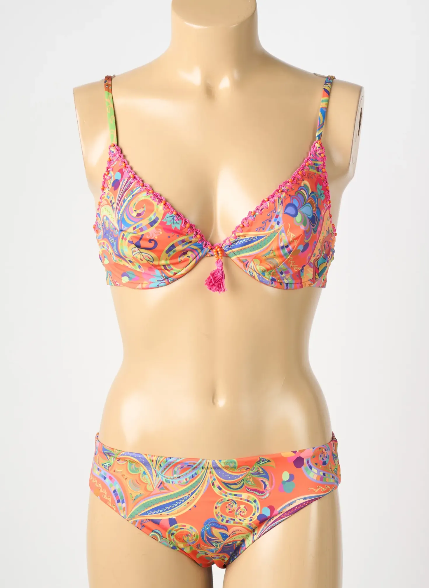 Maillot De Bain 2 Pièces Genius Orange Haut Soutien-gorge Emboitant