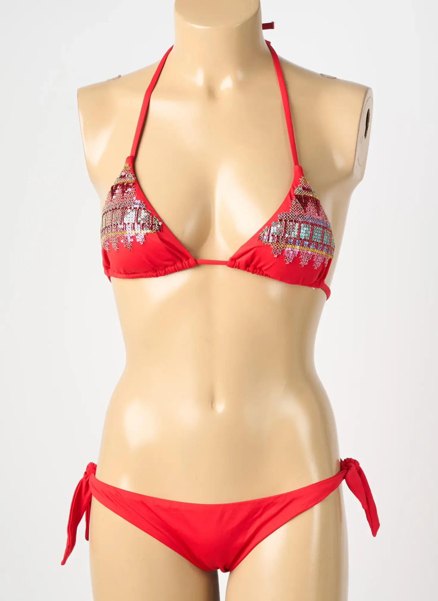 Maillot De Bain 2 Pièces Genius Rouge Haut Triangles