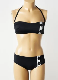 Maillot De Bain 2 Pièces Henejolie Noir Haut Bandeau